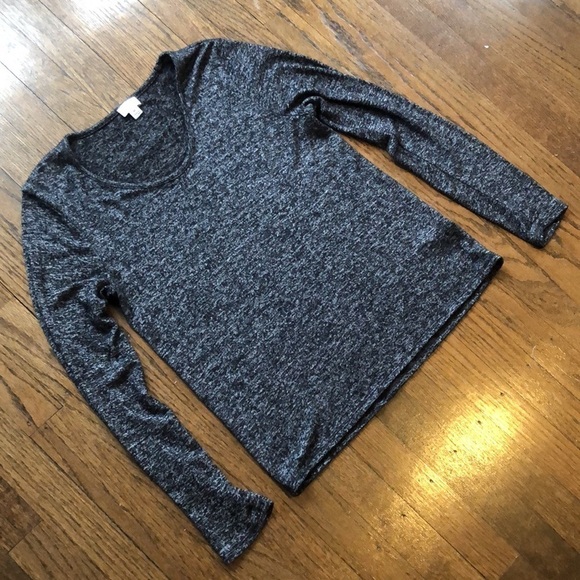 J Crew Gray Speckled Knit Long Sleeve Crew Neck Stretch Top - Picture 2 of 5